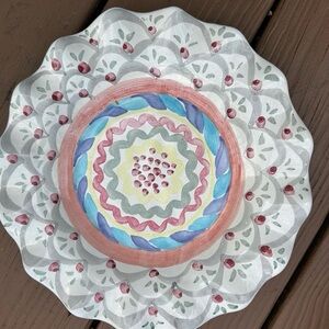 Retired MacKenzie-Childs Stoke Gabriel 11" Ruffled Fluted Dinner Plate